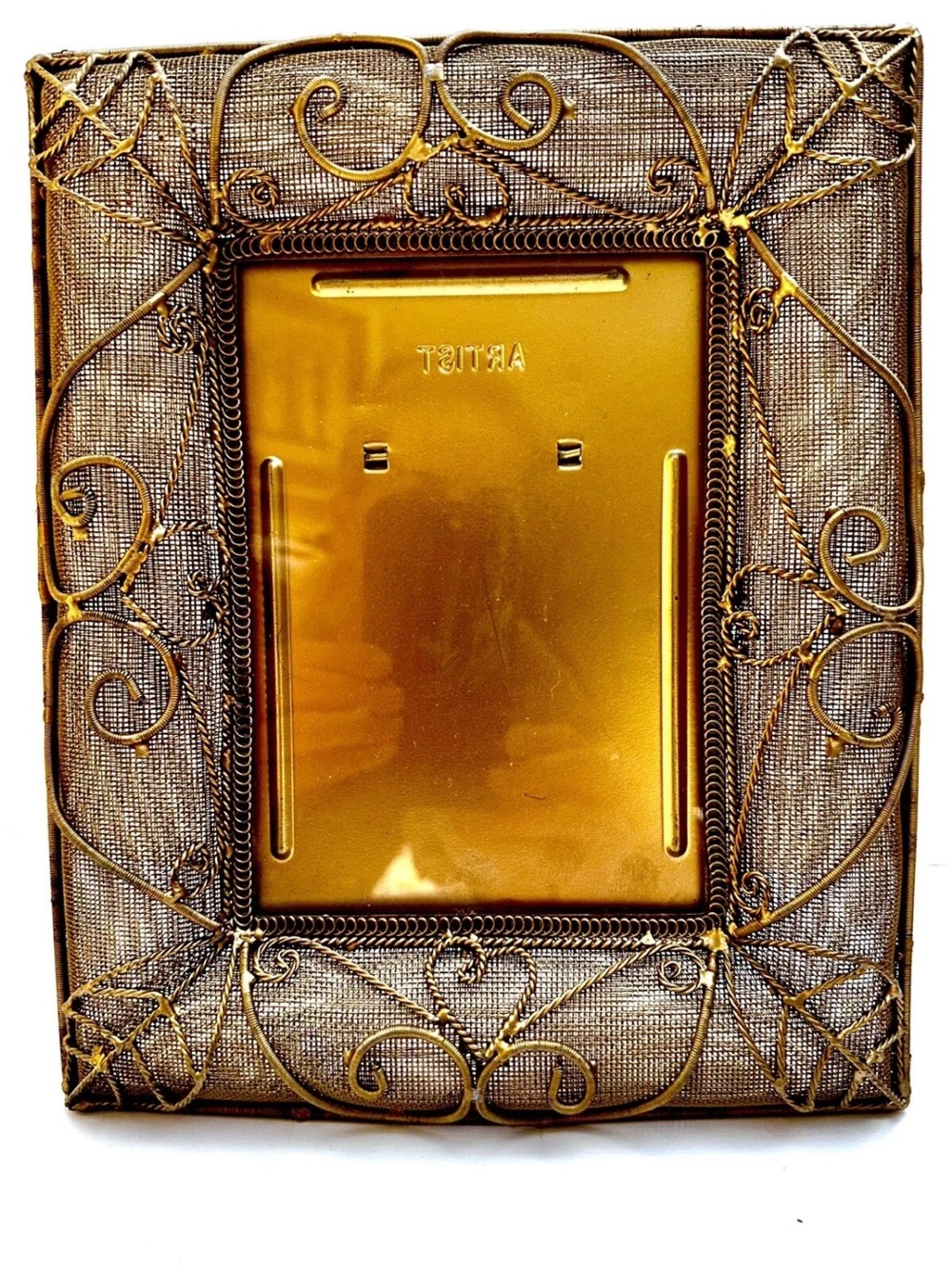 VTG Gold Tone Mesh Photo Frame 8.5 X 10.5 HOLLYWOOD REGENCY VICTORIAN ORNATE